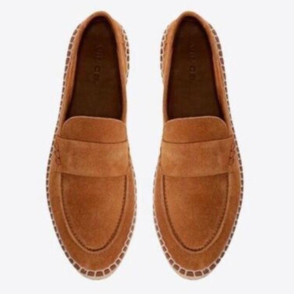VINCE Daria Brown Tan Suede Espadrille Loafers Sneakers Shoes Flats Sz 9 $295